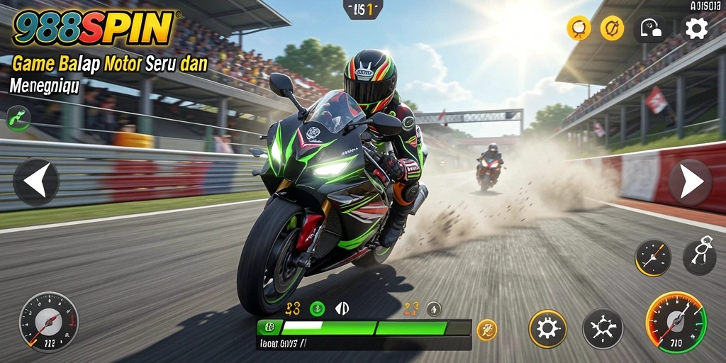 Screenshot gameplay <strong>988SPIN</strong> yang menunjukkan aksi balap motor seru.