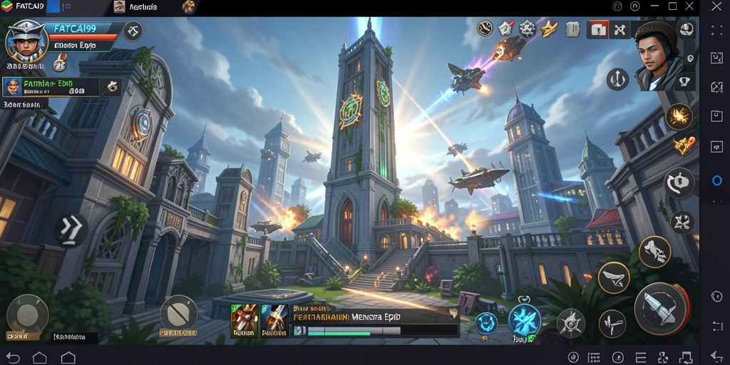 Screenshot gameplay FATCAI99 menampilkan pertahanan menara yang strategis.