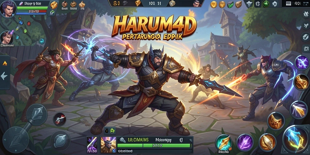 Tampilan seru dari gameplay MOBA di HARUM4D.