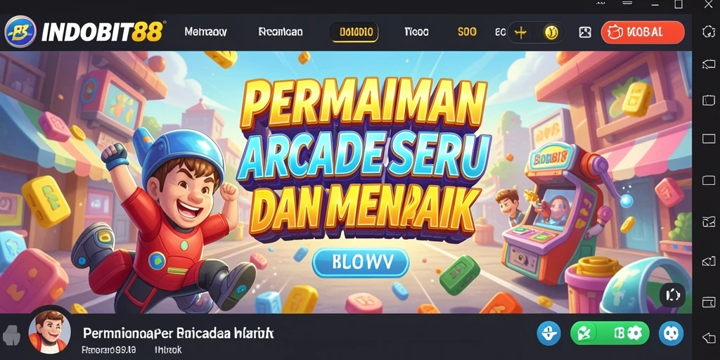 Tangkapan layar gameplay seru INDOBIT88 dengan aksi arcade yang mendebarkan.