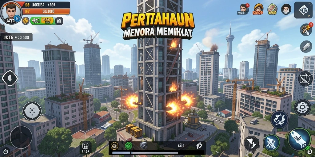 Tampilan gameplay menakjubkan dalam JKT8 Tower Defense.