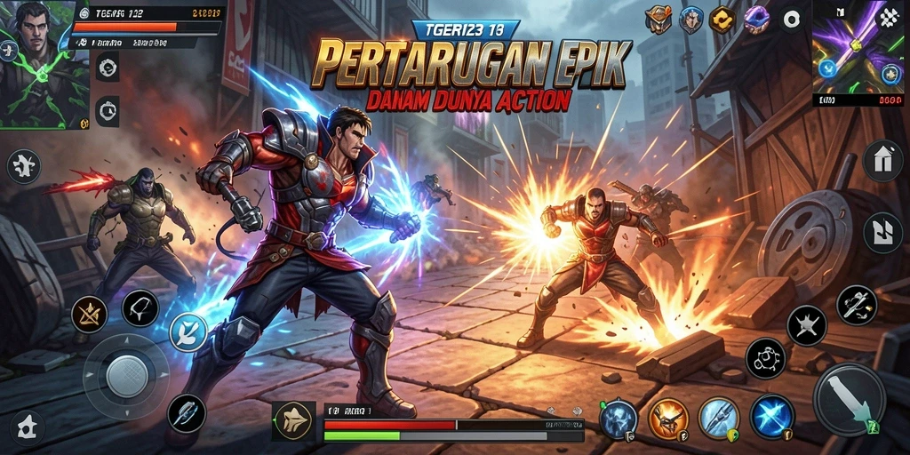 Screenshot utama TGER123 menampilkan aksi pertempuran yang mendebarkan.